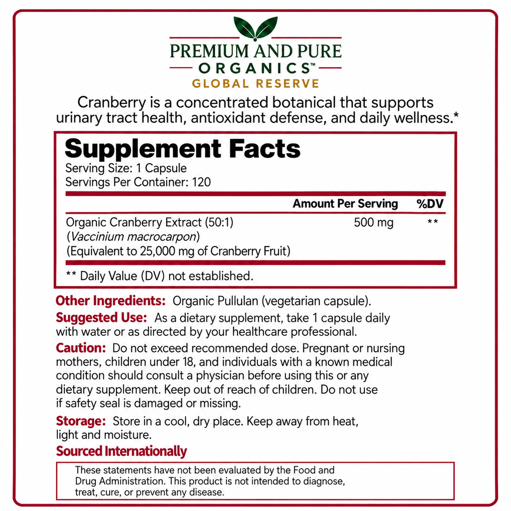 Organic Cranberry 50:1 - 120 Capsules