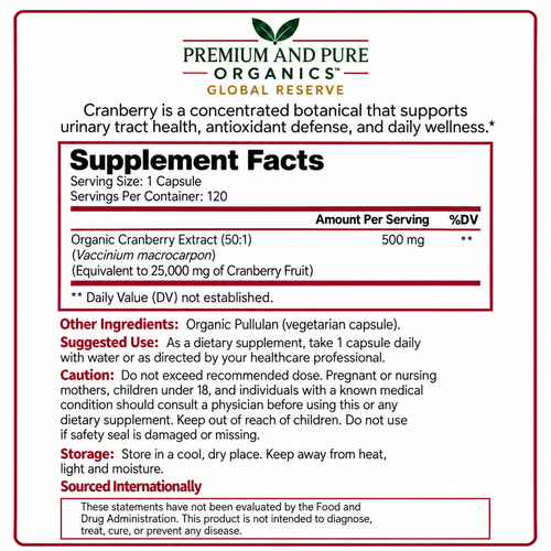 Organic Cranberry 50:1 - 120 Capsules