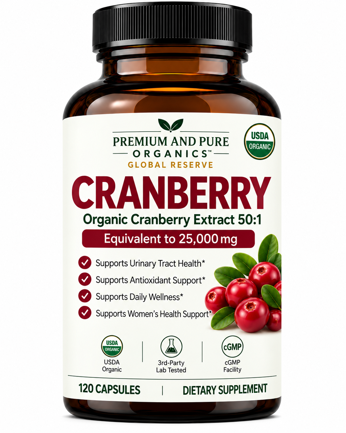 Organic Cranberry 50:1 - 120 Capsules